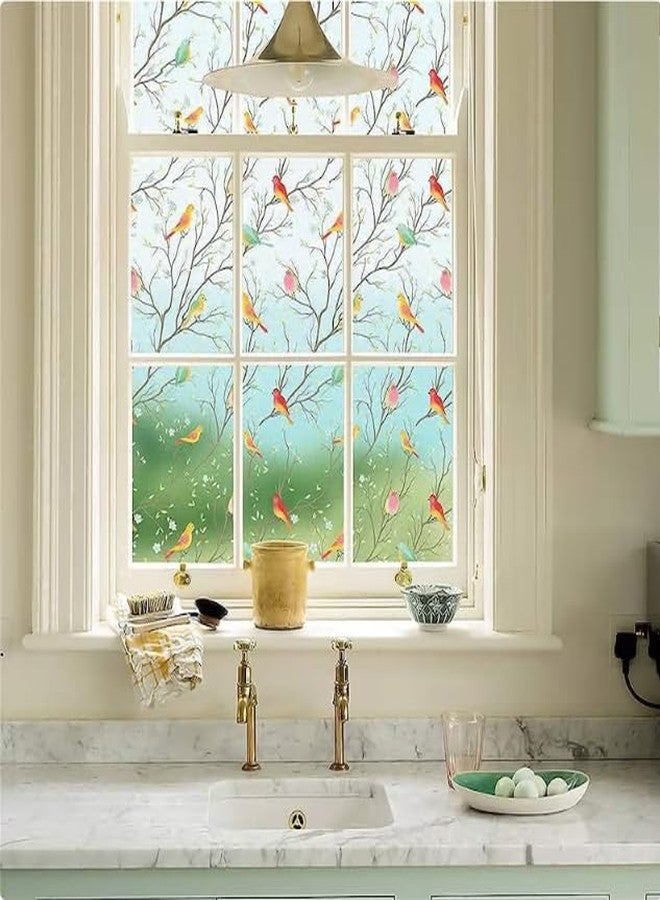 SUNBIRD Window Privacy Film, Stained Flute Window Film, Tulip Vinyl Glass 3D Decorative Glass Covering, Sun Blocking Cover for Home, (Bird, 45 x 254cm) - Image 2